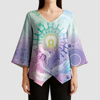 Aussie NAIDOC Week Kimono Sleeve Blouse Pastel Aboriginal Dot Art