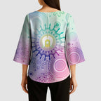 Aussie NAIDOC Week Kimono Sleeve Blouse Pastel Aboriginal Dot Art