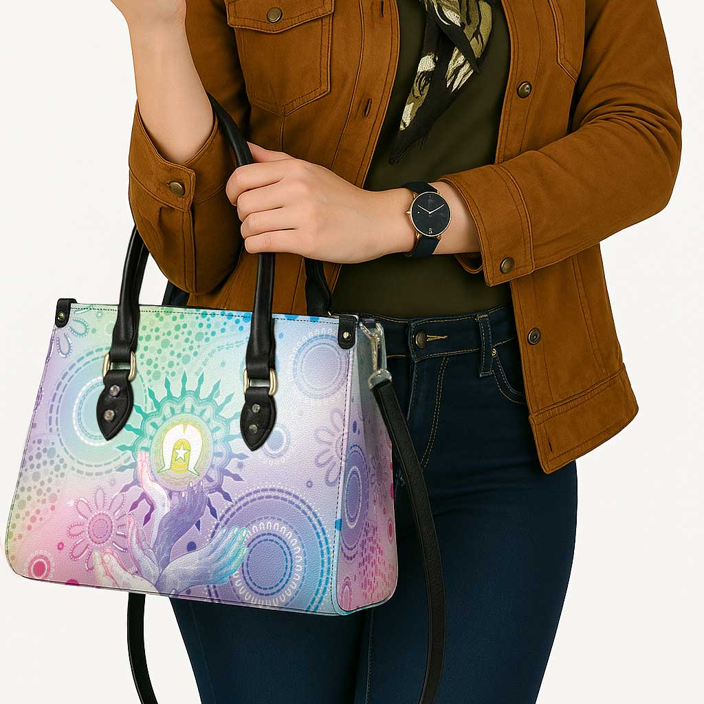 Aussie NAIDOC Week Leather Bag Pastel Aboriginal Dot Art