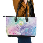 Aussie NAIDOC Week Leather Tote Bag Pastel Aboriginal Dot Art