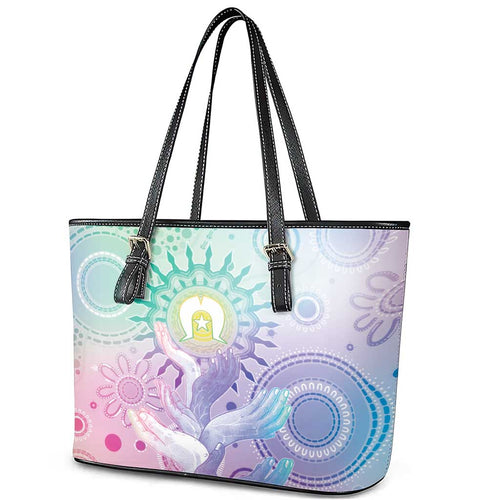 Aussie NAIDOC Week Leather Tote Bag Pastel Aboriginal Dot Art