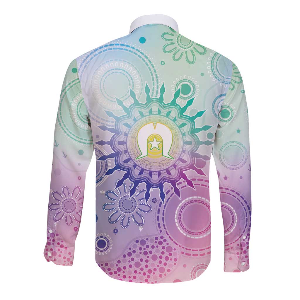 Aussie NAIDOC Week Long Sleeve Button Shirt Pastel Aboriginal Dot Art