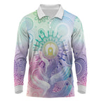 Aussie NAIDOC Week Long Sleeve Polo Shirt Pastel Aboriginal Dot Art
