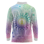 Aussie NAIDOC Week Long Sleeve Polo Shirt Pastel Aboriginal Dot Art