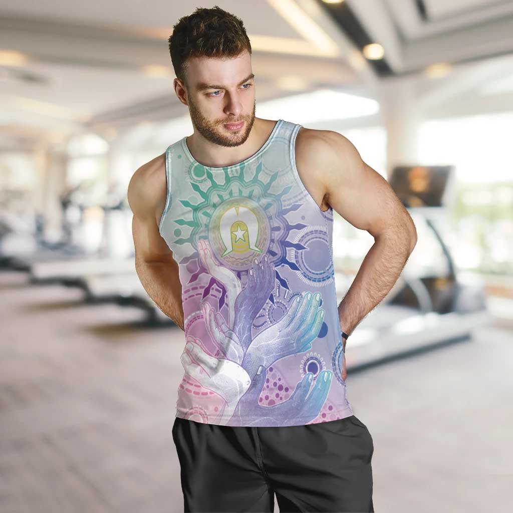 Aussie NAIDOC Week Men Tank Top Pastel Aboriginal Dot Art