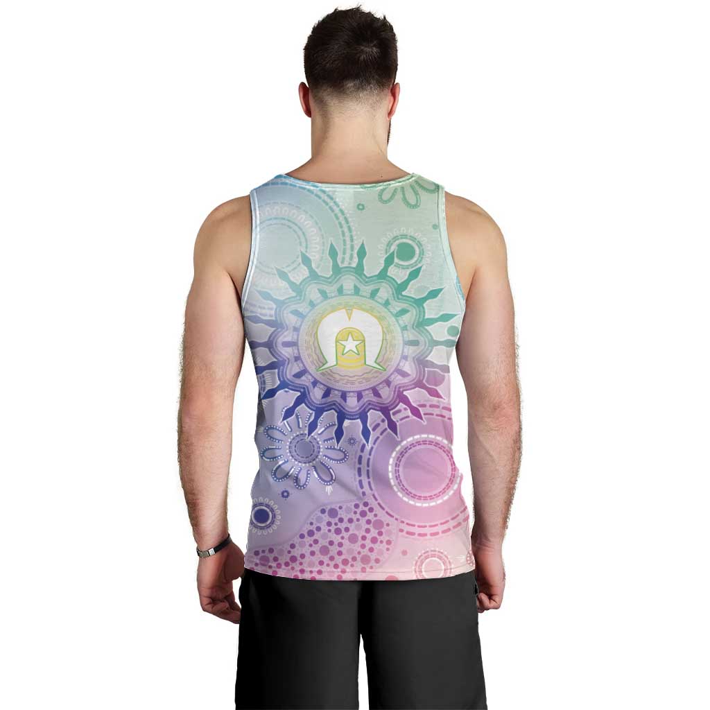 Aussie NAIDOC Week Men Tank Top Pastel Aboriginal Dot Art