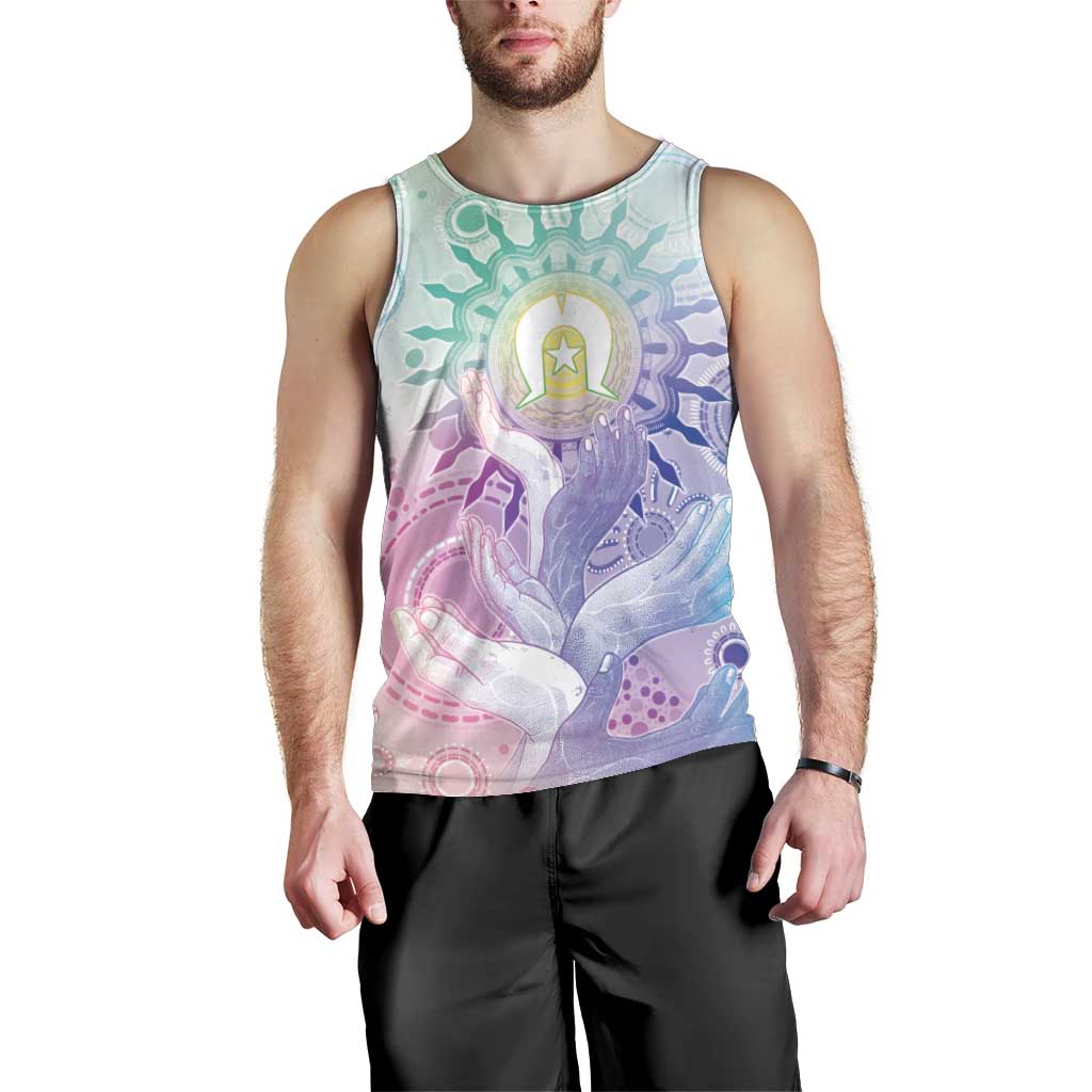 Aussie NAIDOC Week Men Tank Top Pastel Aboriginal Dot Art