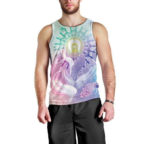 Aussie NAIDOC Week Men Tank Top Pastel Aboriginal Dot Art