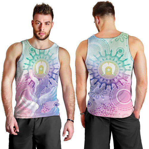 Aussie NAIDOC Week Men Tank Top Pastel Aboriginal Dot Art