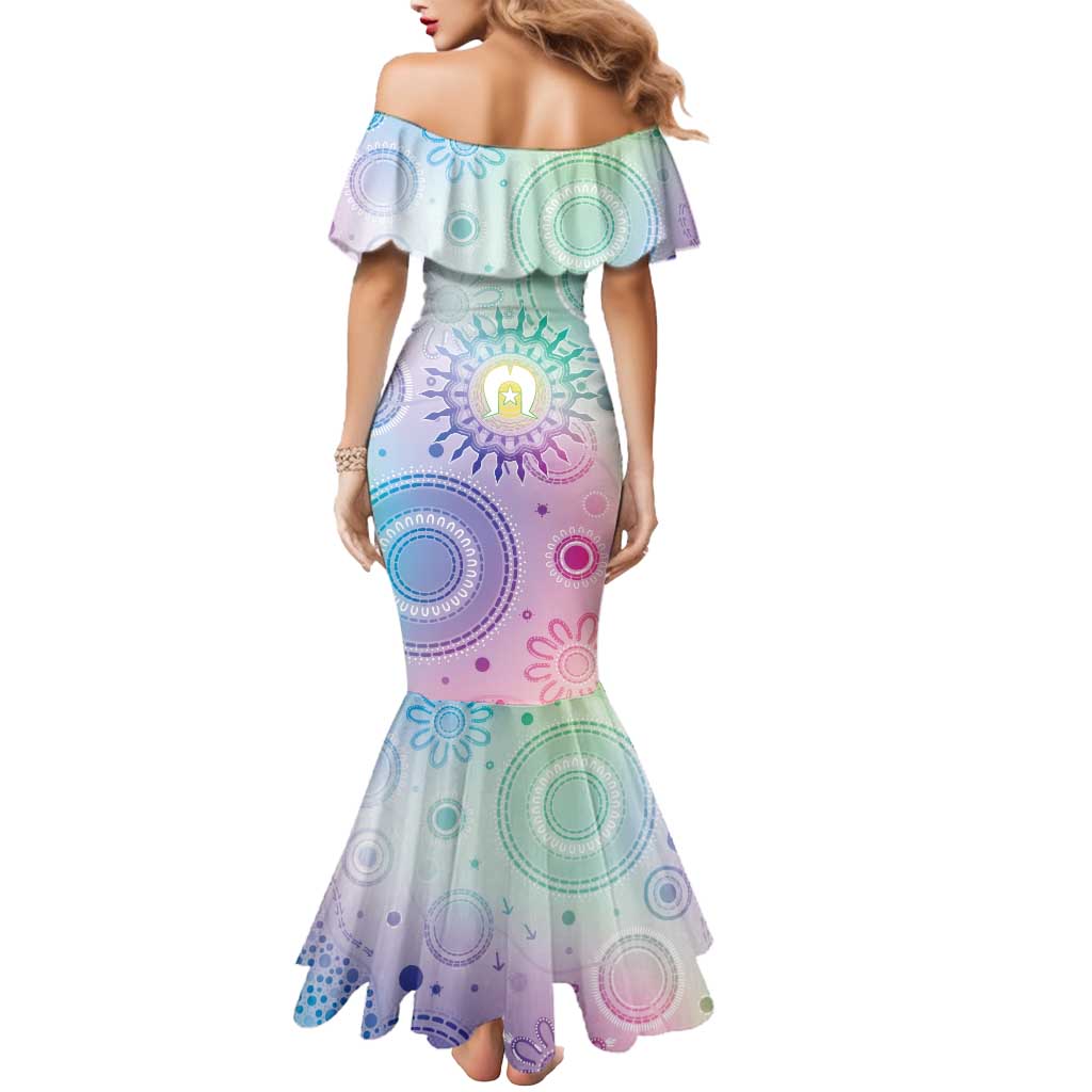 Aussie NAIDOC Week Mermaid Dress Pastel Aboriginal Dot Art