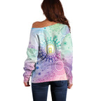 Aussie NAIDOC Week Off Shoulder Sweater Pastel Aboriginal Dot Art