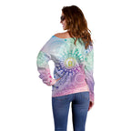 Aussie NAIDOC Week Off Shoulder Sweater Pastel Aboriginal Dot Art