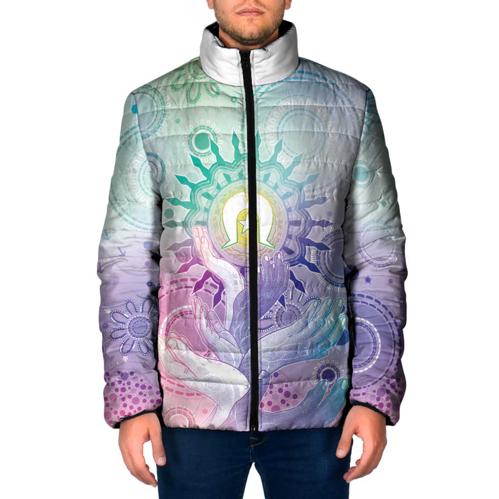 Aussie NAIDOC Week Padded Jacket Pastel Aboriginal Dot Art