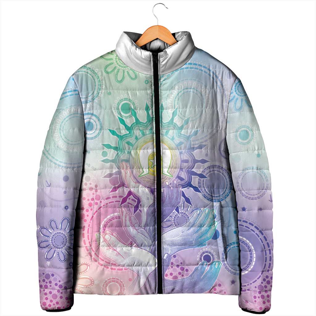 Aussie NAIDOC Week Padded Jacket Pastel Aboriginal Dot Art