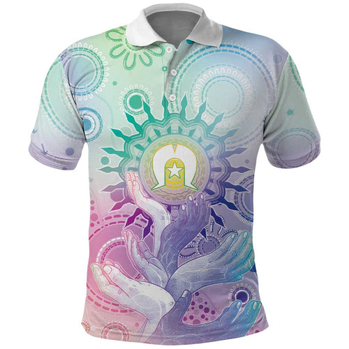 Aussie NAIDOC Week Polo Shirt Pastel Aboriginal Dot Art