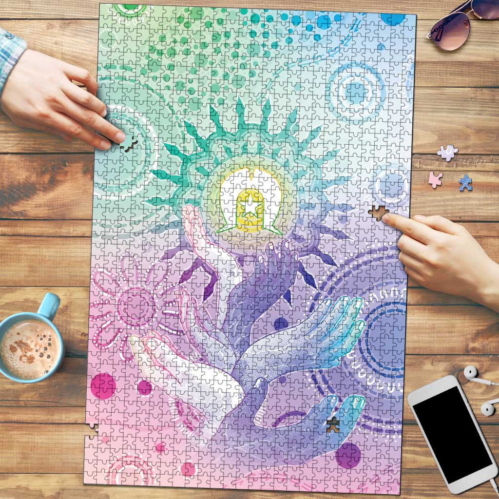 Aussie NAIDOC Week Puzzle Pastel Aboriginal Dot Art