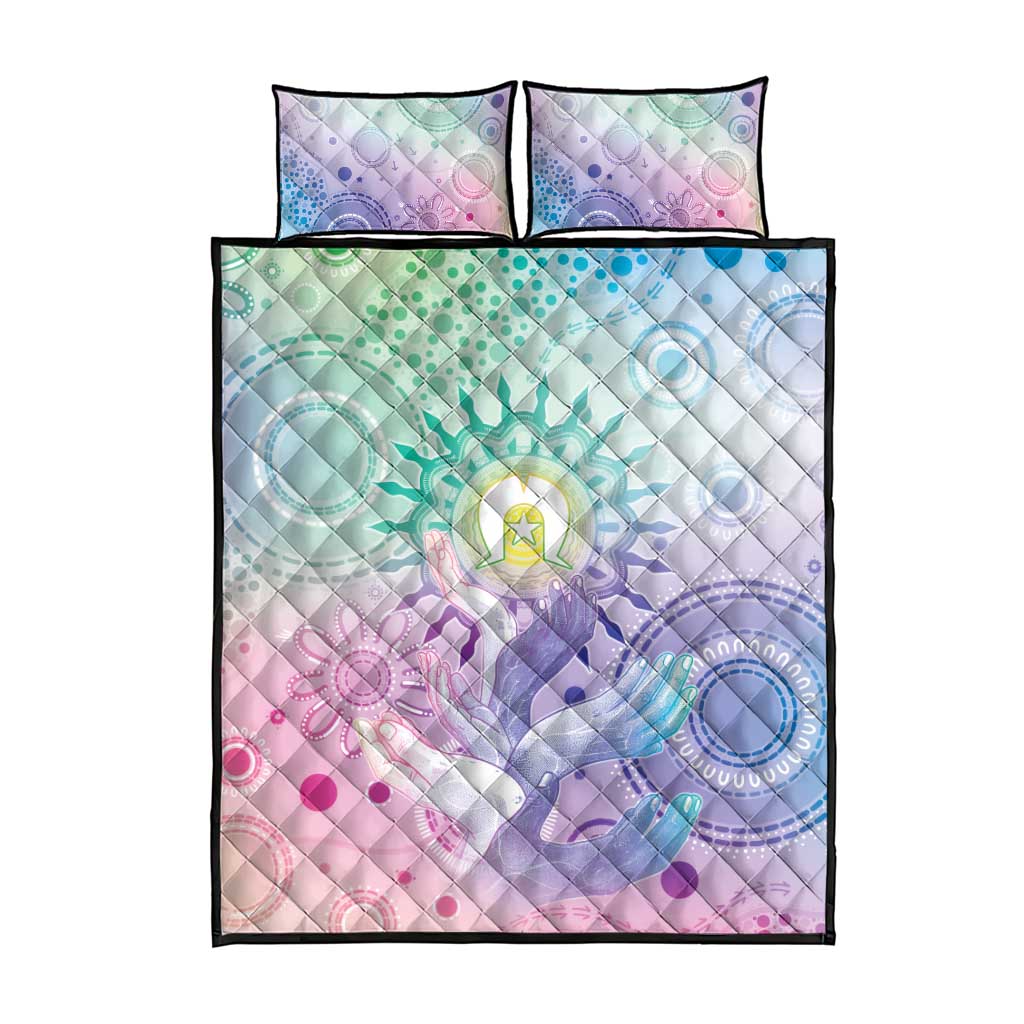 Aussie NAIDOC Week Quilt Bed Set Pastel Aboriginal Dot Art
