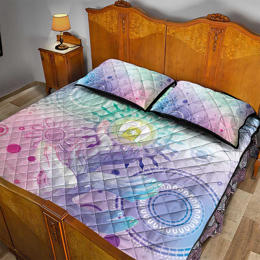 Aussie NAIDOC Week Quilt Bed Set Pastel Aboriginal Dot Art