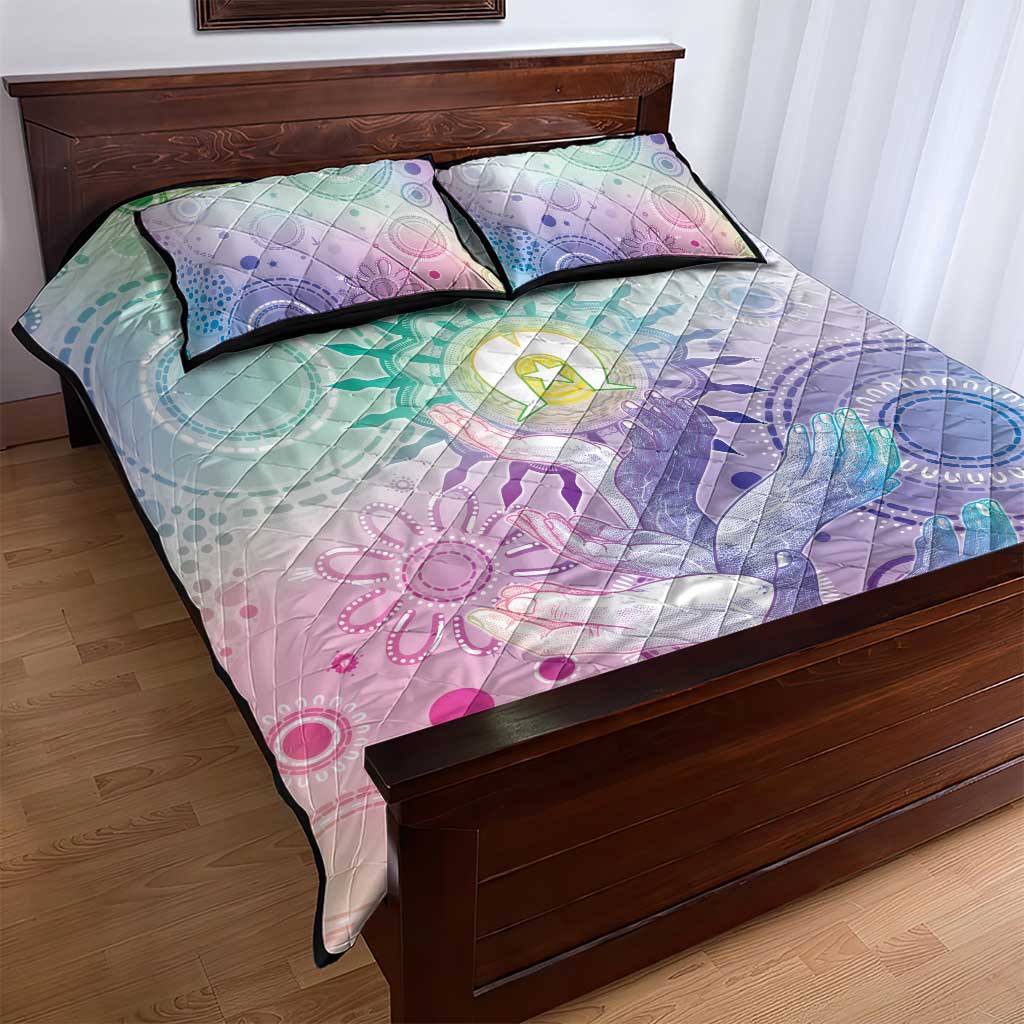 Aussie NAIDOC Week Quilt Bed Set Pastel Aboriginal Dot Art