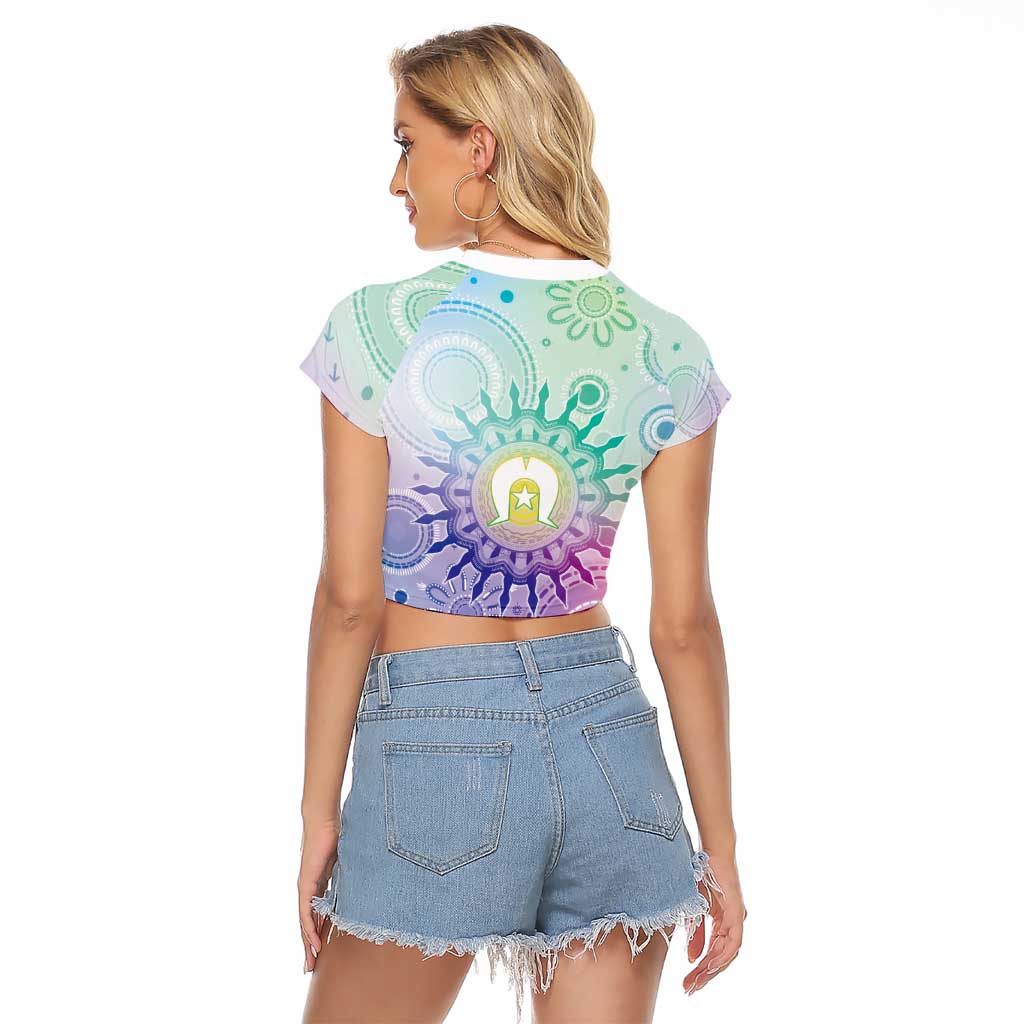 Aussie NAIDOC Week Raglan Cropped T Shirt Pastel Aboriginal Dot Art