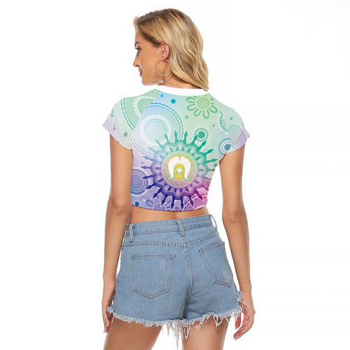 Aussie NAIDOC Week Raglan Cropped T Shirt Pastel Aboriginal Dot Art