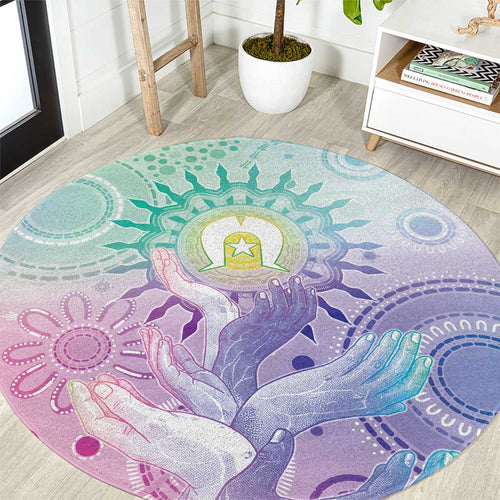 Aussie NAIDOC Week Round Carpet Pastel Aboriginal Dot Art