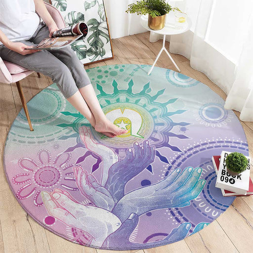 Aussie NAIDOC Week Round Carpet Pastel Aboriginal Dot Art