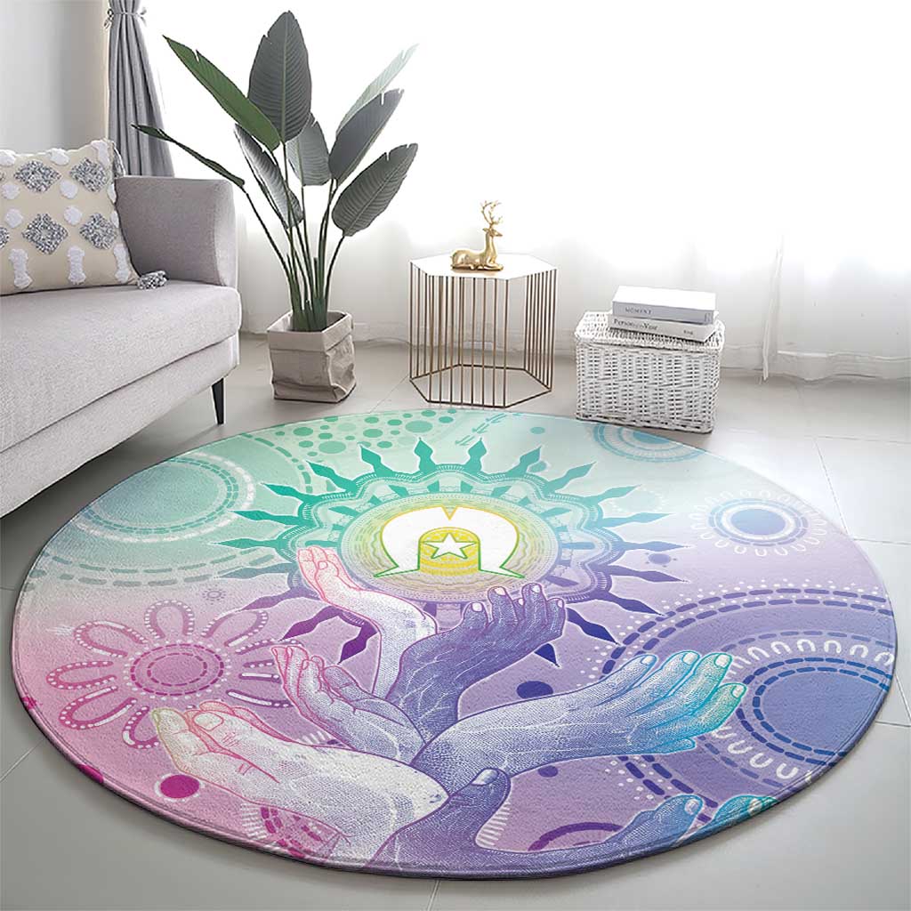 Aussie NAIDOC Week Round Carpet Pastel Aboriginal Dot Art