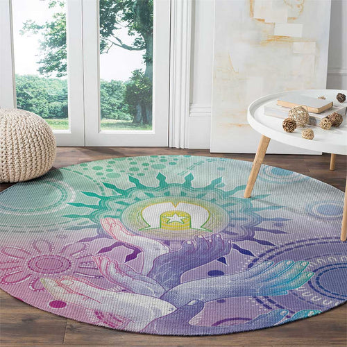 Aussie NAIDOC Week Round Carpet Pastel Aboriginal Dot Art