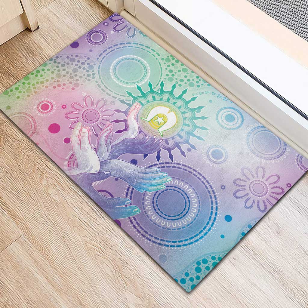 Aussie NAIDOC Week Rubber Doormat Pastel Aboriginal Dot Art