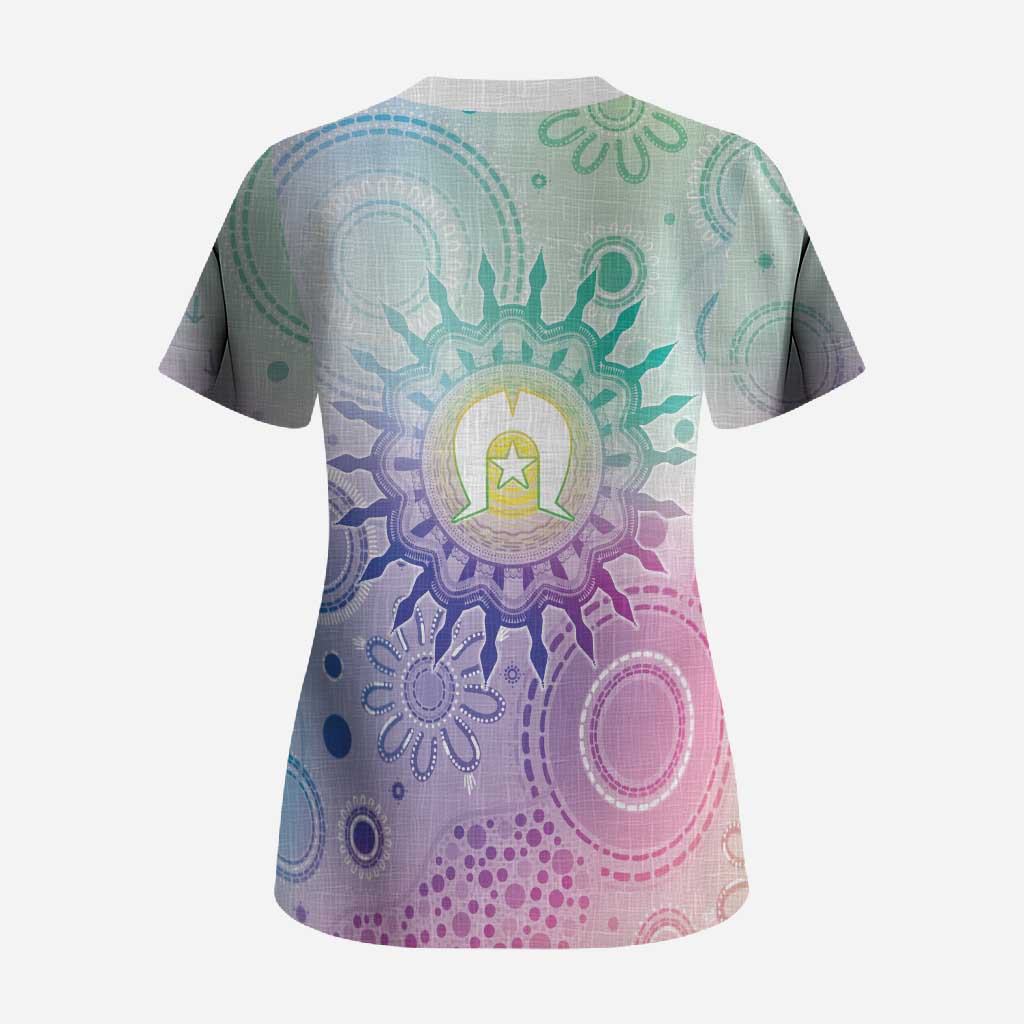 Aussie NAIDOC Week Scrub Top Pastel Aboriginal Dot Art