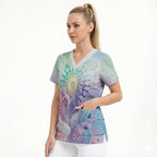 Aussie NAIDOC Week Scrub Top Pastel Aboriginal Dot Art