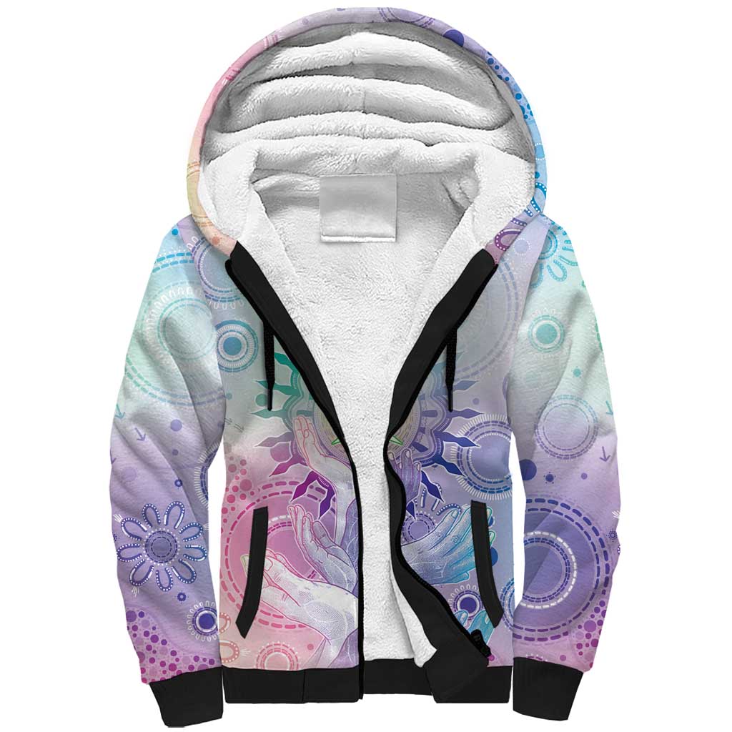 Aussie NAIDOC Week Sherpa Hoodie Pastel Aboriginal Dot Art
