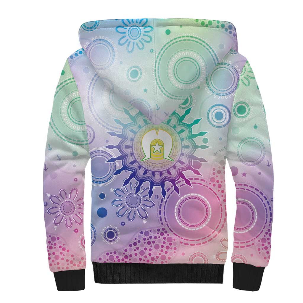 Aussie NAIDOC Week Sherpa Hoodie Pastel Aboriginal Dot Art