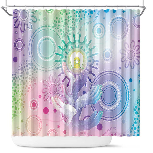 Aussie NAIDOC Week Shower Curtain Pastel Aboriginal Dot Art