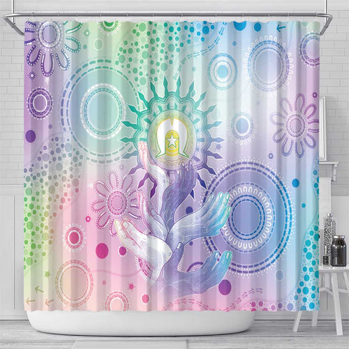 Aussie NAIDOC Week Shower Curtain Pastel Aboriginal Dot Art