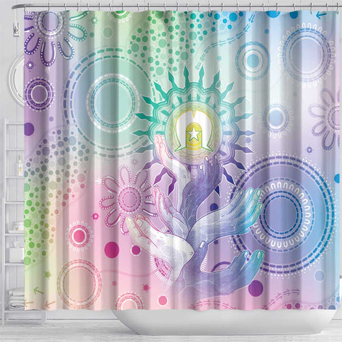 Aussie NAIDOC Week Shower Curtain Pastel Aboriginal Dot Art