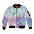 Aussie NAIDOC Week Sleeve Zip Bomber Jacket Pastel Aboriginal Dot Art