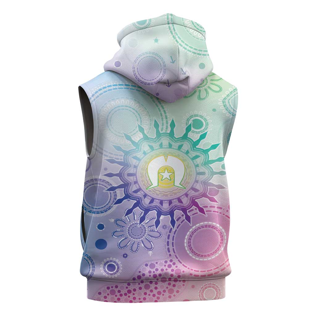 Aussie NAIDOC Week Sleeveless Hoodie Pastel Aboriginal Dot Art