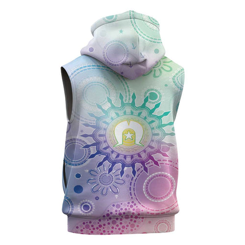 Aussie NAIDOC Week Sleeveless Hoodie Pastel Aboriginal Dot Art