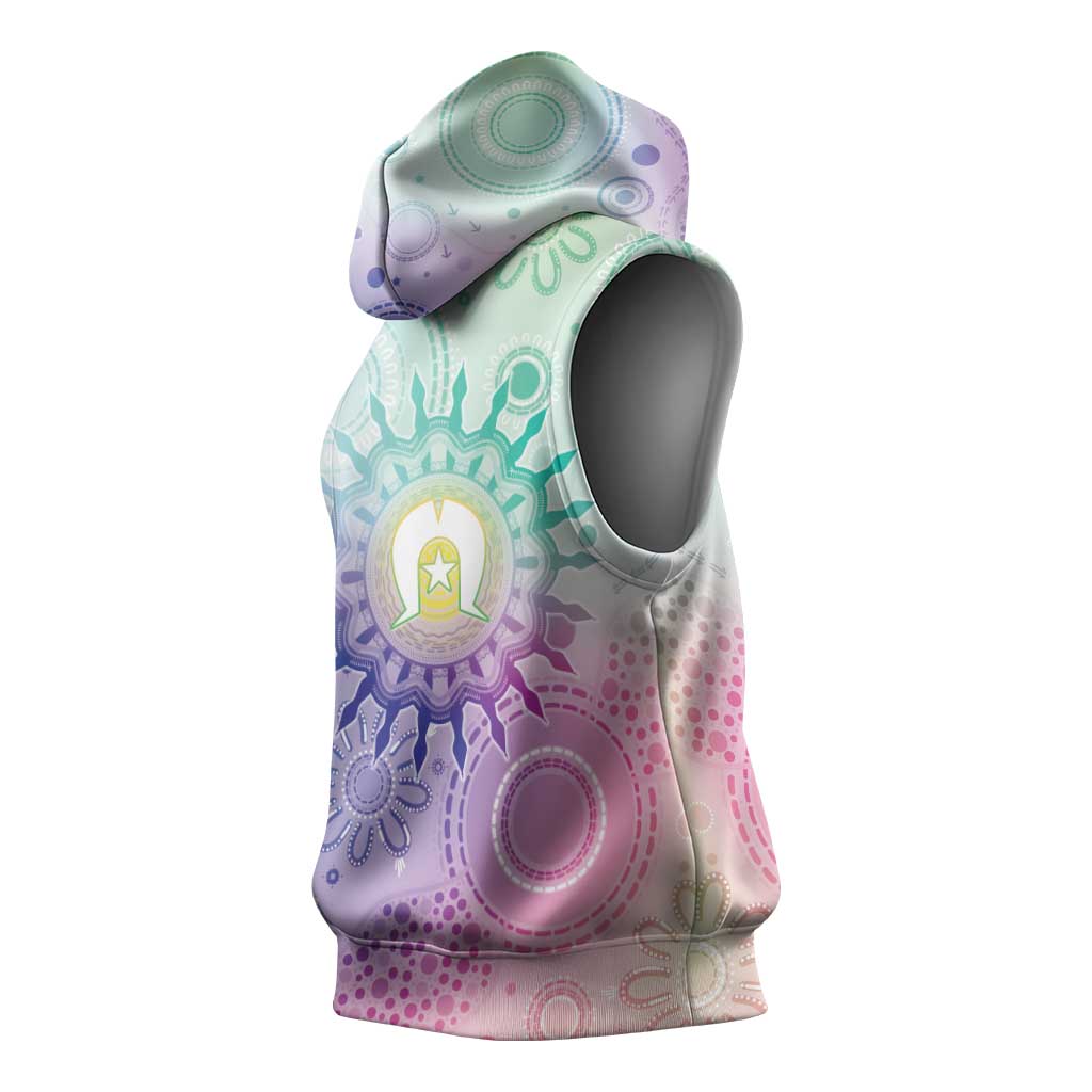 Aussie NAIDOC Week Sleeveless Hoodie Pastel Aboriginal Dot Art