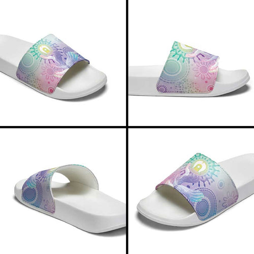 Aussie NAIDOC Week Slide Sandals Pastel Aboriginal Dot Art