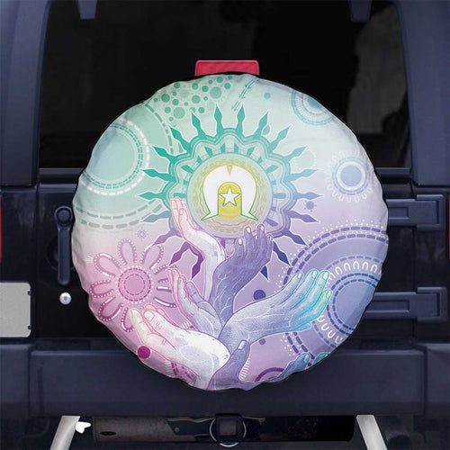 Aussie NAIDOC Week Spare Tire Cover Pastel Aboriginal Dot Art