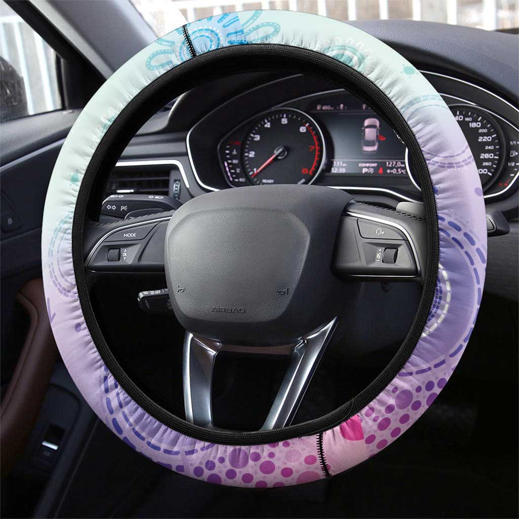 Aussie NAIDOC Week Steering Wheel Cover Pastel Aboriginal Dot Art