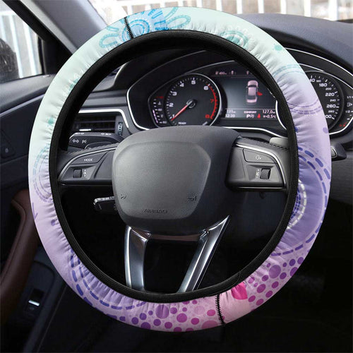 Aussie NAIDOC Week Steering Wheel Cover Pastel Aboriginal Dot Art