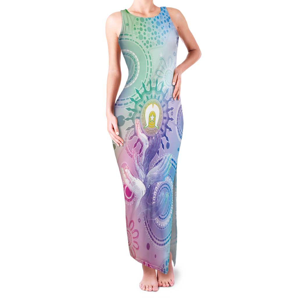 Aussie NAIDOC Week Tank Maxi Dress Pastel Aboriginal Dot Art