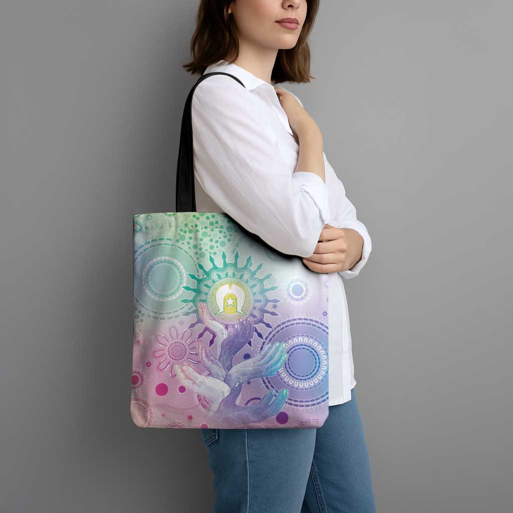 Aussie NAIDOC Week Tote Bag Pastel Aboriginal Dot Art