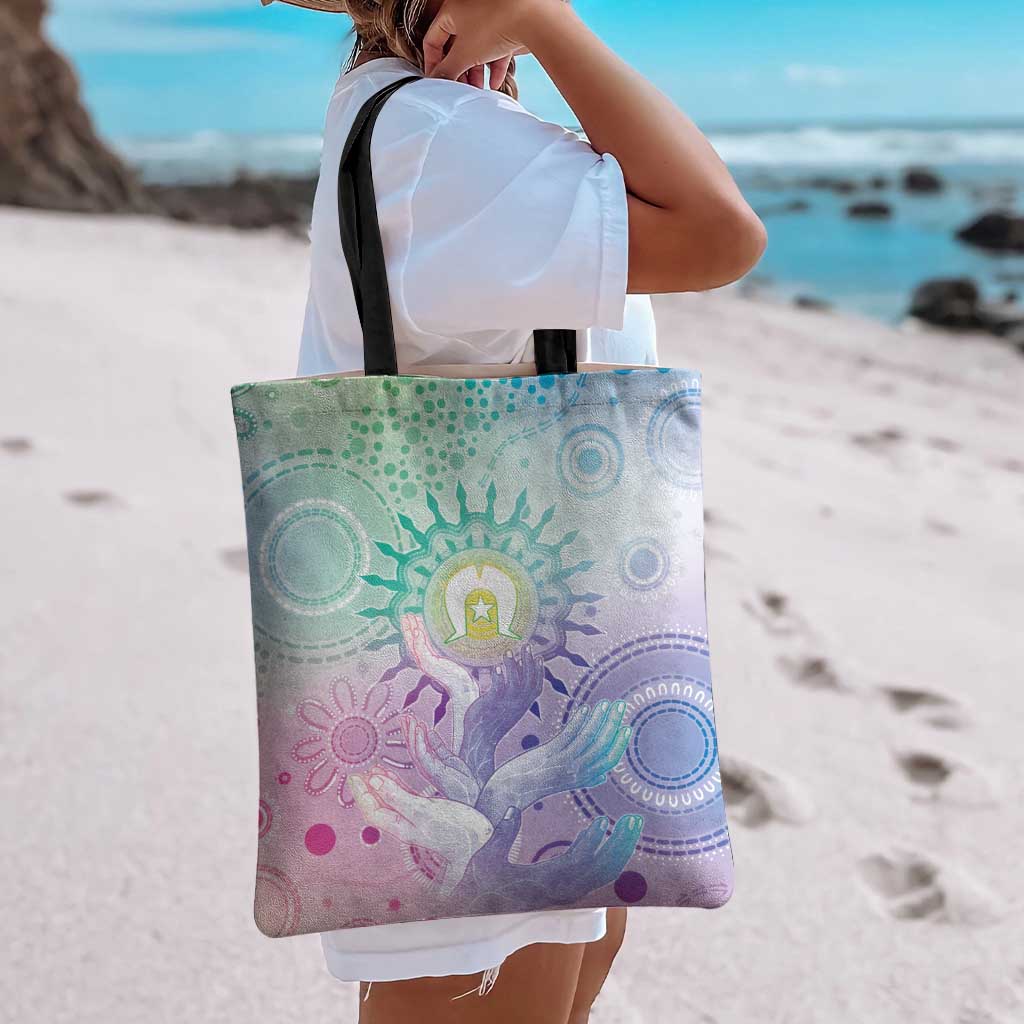 Aussie NAIDOC Week Tote Bag Pastel Aboriginal Dot Art