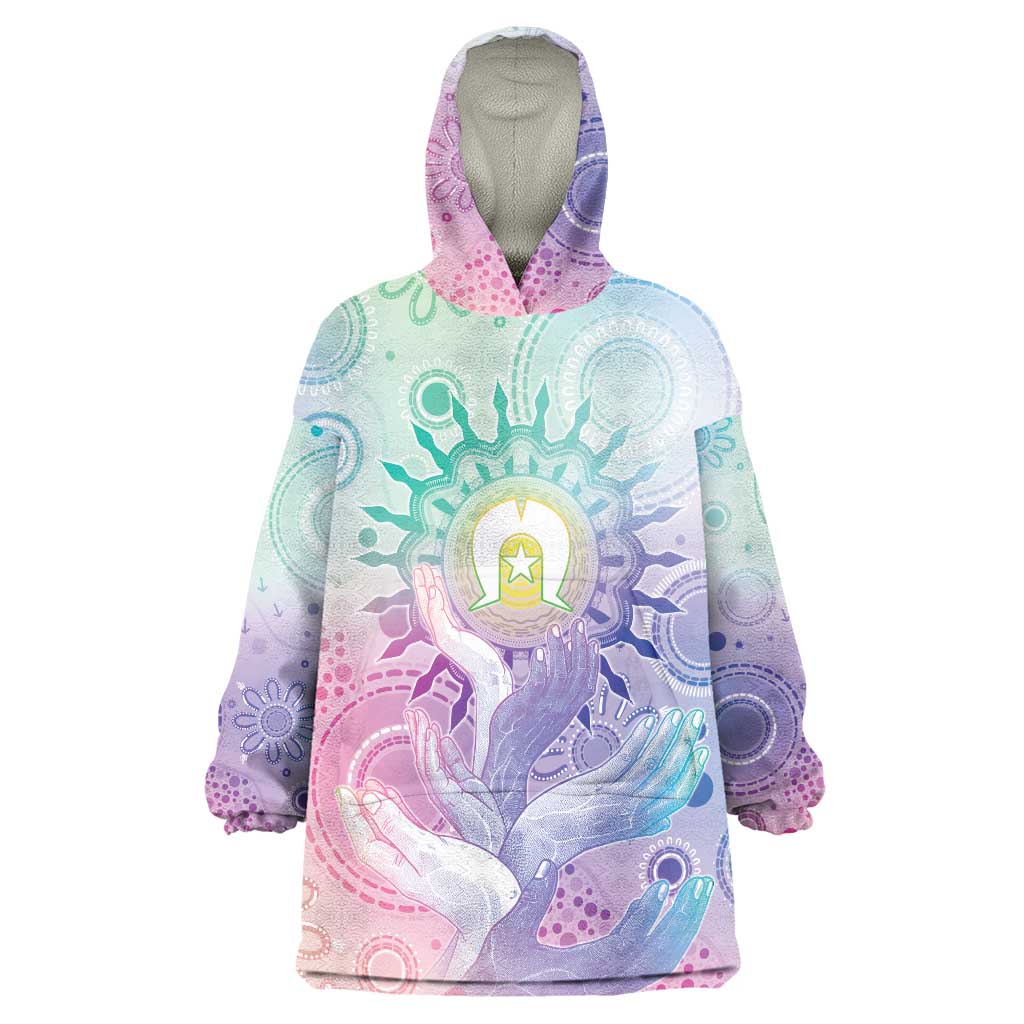 Aussie NAIDOC Week Wearable Blanket Hoodie Pastel Aboriginal Dot Art