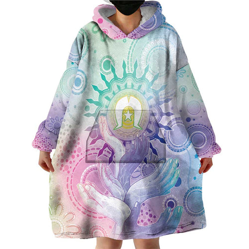 Aussie NAIDOC Week Wearable Blanket Hoodie Pastel Aboriginal Dot Art